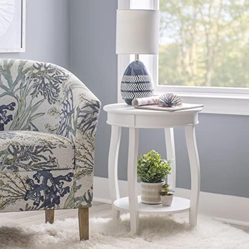 Powell Furniture Powell Round Shelf, White Table, 18" x 18" x 22" Tall - Image 2