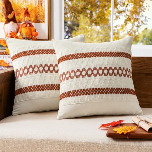 MIULEE Set of 2 Fall Burnt Orange Decorative Pillow Covers 20x20 by MIULEE