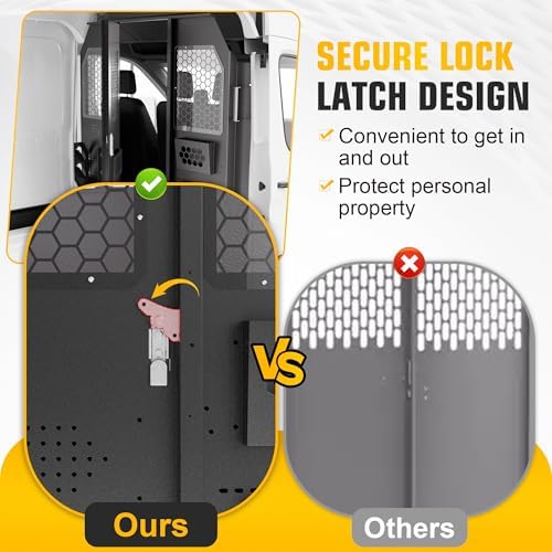 Heavy Duty Van Partition Bulkhead Fits 2014-2026 Ford Transit 150 250 350 Mid-Roof Full Size Van, Cargo Van Safety Partition Bulkhead with Secure Locking System & Easy Bolt-On Installation,Black - Image 5