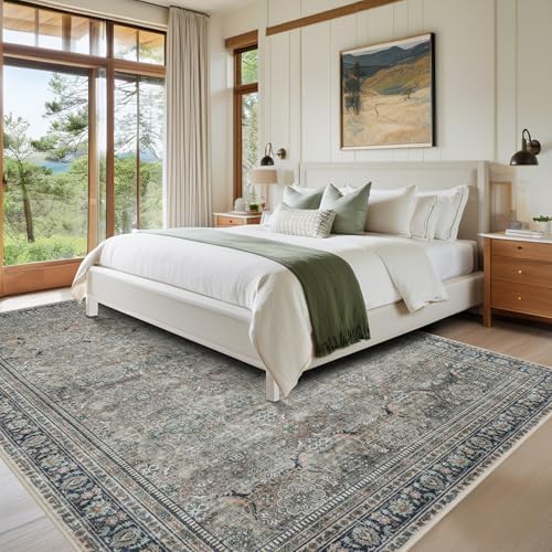 Green Retro 8x10 Washable Area Rugs for Living Room,Bedroom,Dining Room - Image 7