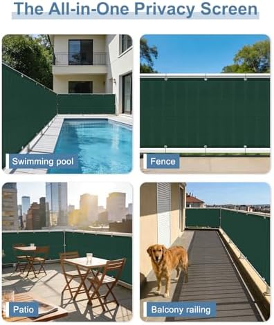 Balcony Privacy Screen Fence UV Protection, Customized 3'x21' Dark Green - Image 6