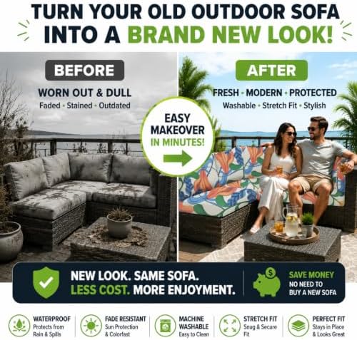 8 Pcs Outdoor Cushion Covers, Patio Sofa Cushion Covers Replacement - Image 3