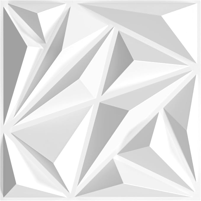 STICKGOO 3D Wall Panels Diamond, White, 12''x12'', 33 Pack | Accent Wall Panels for Interior Wall Decor, Living Room, Bedroom, TV Background, Office, Cover 32 Sq.Ft by STICKGOO