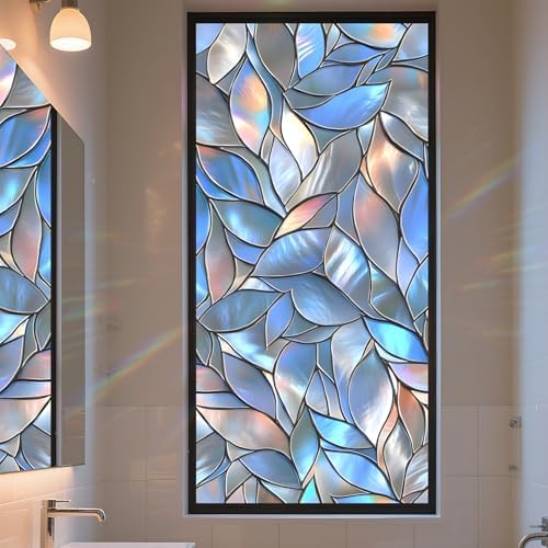 Stained Glass Window Privacy Film Static Cling - Rainbow Glass Decorative Sun Blocking Window Covering, Non-Adhesive Removable Stickers for Home & Office, 17.5" x 39.3" (Color 29) by AOHMPT