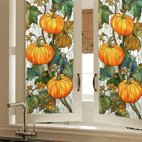 HOMETITUTE Fall Pumpkin Vine Sun Catcher Privacy Window Cling 18x39 PVC by HOMETITUTE