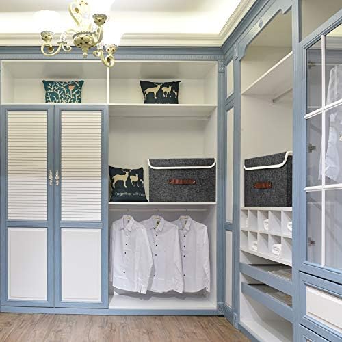 TYEERS Foldable Storage Boxes with Lids 5 Pack Fabric Storage Bins with Lids, Closet Organizers for Clothes Storage, Room Organization, Office Storage, Toys - Black - Image 4