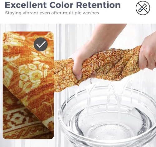 OPPODREAM Vintage Orange Area Rugs 2x3, Washable Rug for Living Room - Image 6