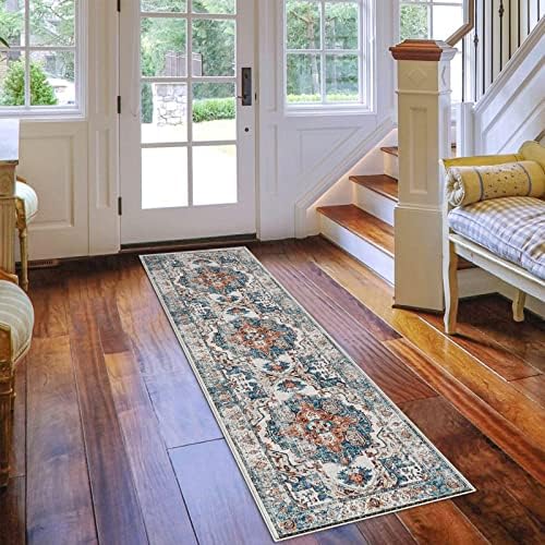 Hallway Washable Runner Rug - 2x7 Kitchen Rugs Entryway Rug Runner Vintage Soft Floor Mat Non Slip Indoor Farmhouse Carpet for Bathroom Living Room Bedroom (2 X 7, Brick) - Image 6