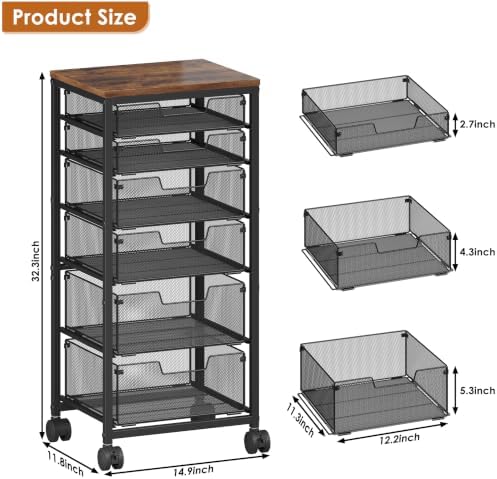 Rolling Storage Cart with 6 Drawers, Craft Cart with Lockable Wheels - Image 2
