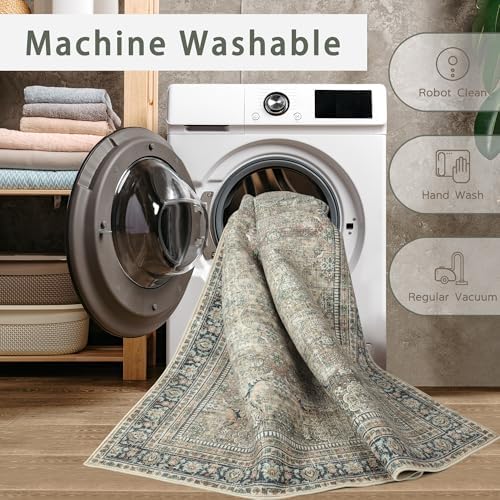 Green Retro 8x10 Washable Area Rugs for Living Room,Bedroom,Dining Room - Image 4