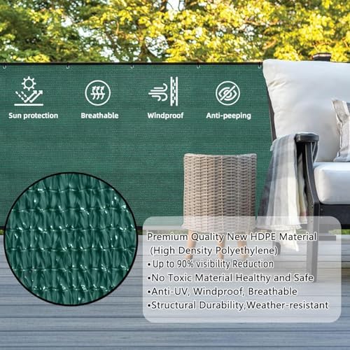 SUNLAX Custom Size 3'x20' Dark Green Balcony Privacy Screen 90% UV Block - Image 2