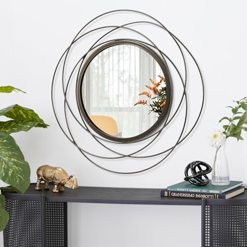 Wall Mirror Mounted Round Decorative Mirrors with Iron Metal Wire Frame Mirror for Wall, Home Decorative Bathroom Vanity, Living Room or Bedroom Large 20” - Image 2