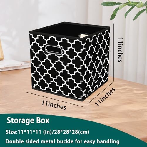 Black Foldable Storage Cubes Bins, Fabric Storage Box Cubes Organizer Baskets with Dual Handles for Home Organizer,Set of 3,(Black Light) - Image 2