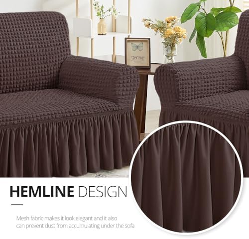 NICEEC Sofa Covers Brown Couch Cover Stretch Sofa Slipcovers with Skirt - Image 4