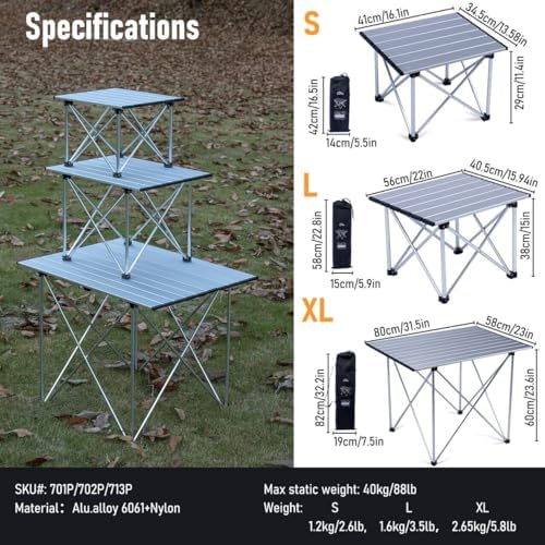 iClimb Ultralight Compact Camping Folding Table (Reinforced Silver - L) - Image 3
