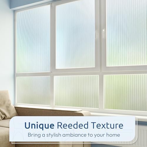 rabbitgoo Reeded Glass Window Privacy Film, Non Adhesive, 29.5" x 118.1" - Image 2