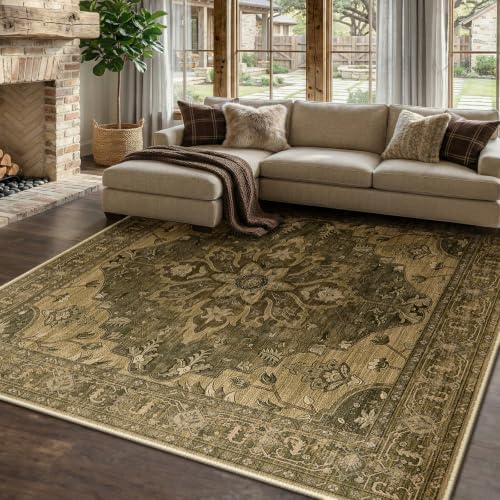 RELEANY Washable Area Rug, Square 8'x8', Brown/Dark Brown - Image 2