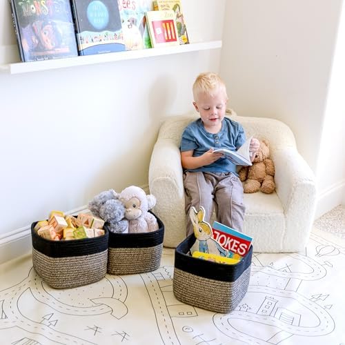 NaturalCozy Storage Cubes 9”x9”x7”Cotton Rope Woven Baskets for Organizing 3-Pack | 9 Inch Cube Storage Bin | Small Basket for Shelf Nursery, Pantry, Decorative Plant, Bathroom Closet, Toy Gift - Image 4