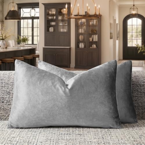 GIGIZAZA Dark Grey Velvet Throw Pillow Covers 12x20 Pack of 2 by GIGIZAZAFocusingonhomedecoration