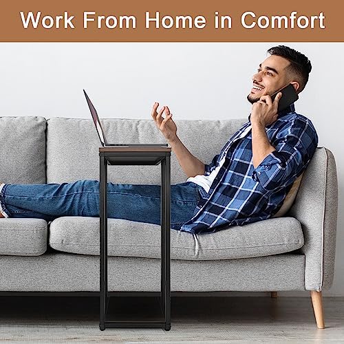 C-Shaped End Table - Slim Slide-Under Couch TV Tray Side Table - Image 5
