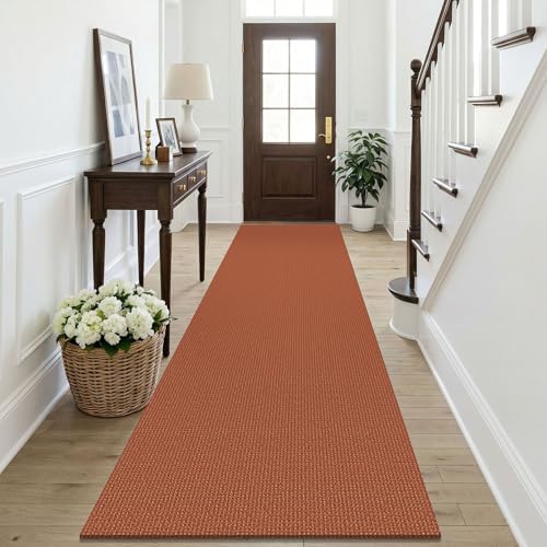 KOZYFLY Orange Runners Rugs for Hallway 3x10, Wide Washable Runner Rug, Woven Non Slip Kitchen Runner, Braided Entryway Rug, Floor Carpet for Entry, Aisle, Hall, Burnt Orange/Tan by KOZYFLY