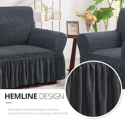 NICEEC Sofa Cover Dark Gray Couch Cover Stretch Sofa Slipcovers with Skirt - Image 4