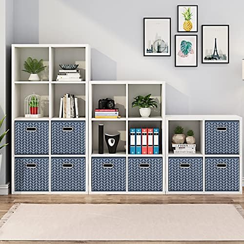 Fabric Cloth Storage Bins,Fabric Cube Organizer with Dual Handles Foldable Cube Storage Baskets for Home Bedroom Storage,Set of 6,(Grey Wave) - Image 4