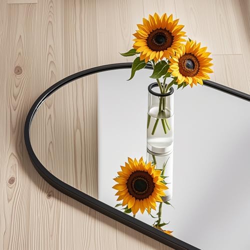 DMWOODFL 50"x16" Black Arched Over The Door Mirror, Adjustable Height Full Length Mirror with Shatterproof Glass & Aluminum Frame, Wall Mounted Hanging Mirror for Bedroom Living Room Bathroom Dorm - Image 6