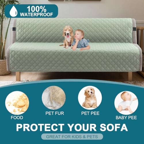 Turquoize 100% Waterproof Futon Cover Slipcover Armless Sofa Protector - Image 2