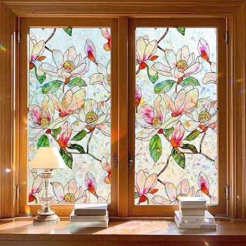 Window Privacy Film, Stained Glass Rainbow Stickers 23.6"x157.5" by Anewlookinnotime