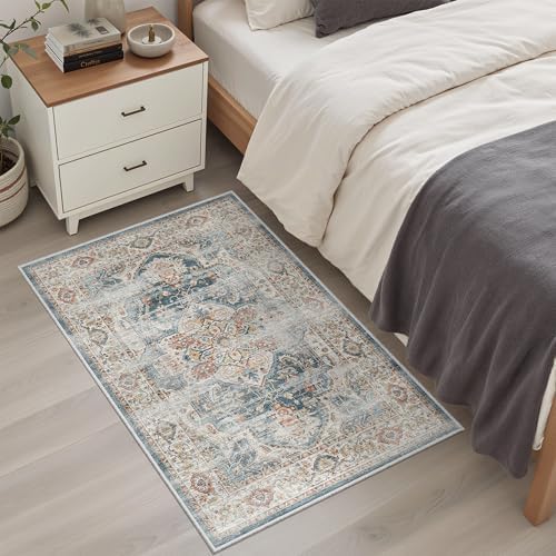Madane Washable Area Rug 2x3 Small Entryway Rugs Non-Slip, Navy - Image 4