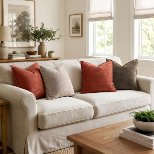 MIULEE Decorative Couch Throw Pillow Covers 20x20 Inch Taupe 2 Pack - Image 5
