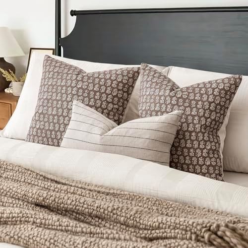 Foindtower Decorative Floral Print Throw Pillow Covers 18×18 Inch,Brown - Image 5