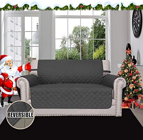 Easy-Going Reversible Couch Cover, 2 Cushion Sofa, Loveseat, Darkgray/Beige - Image 2