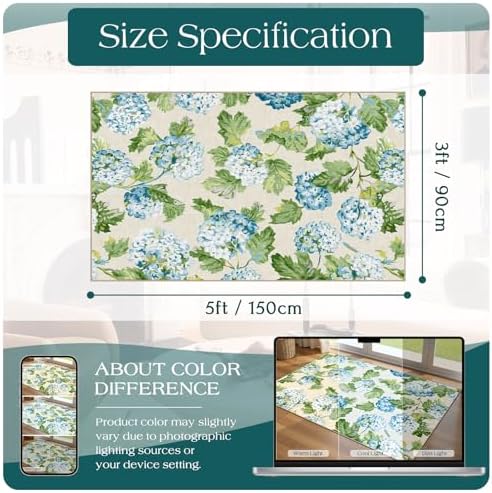3x5 Floral Entry Rug - Washable Indoor Outdoor Mats for Front Door - Image 7