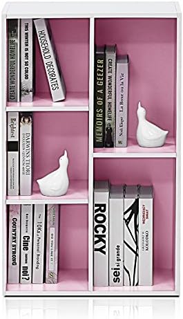 Furinno LUDER Book Shelf, 5-Cube Bookshelf, Reversible Bookcase, 9.4 x 19.5 x 31.5, Easy Assembly, for Living Room, Bedroom, Home Office, White/Pink - Image 6