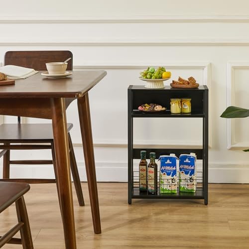 IBUYKE 3 Tier Narrow Side Table,with Magazine Rack, Black UTMZ001B - Image 4