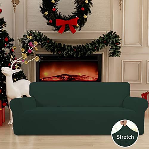 Easy-Going Stretch Couch Covers for Sofa Washable Large Dark Green - Image 2