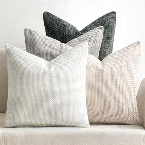 MIULEE Soft Decorative Chenille Pillow Covers Gray 18x18 Pack of 4 by MIULEE