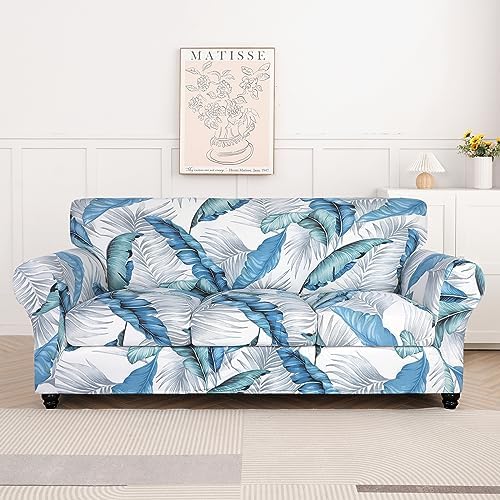 SearchI Stretch Sofa Cover Printed Couch Cover, Floral Pattern 4 Pieces Sofa Slipcover with 3 Separate Cushion Cover, Washable Furniture Protector for Living Room(Sofa, Summer Pattern) - Image 5