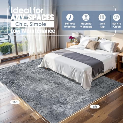 Aelenmu 8x10 Area Rugs for Living Room Washable Bedroom Dining Room Black - Image 2