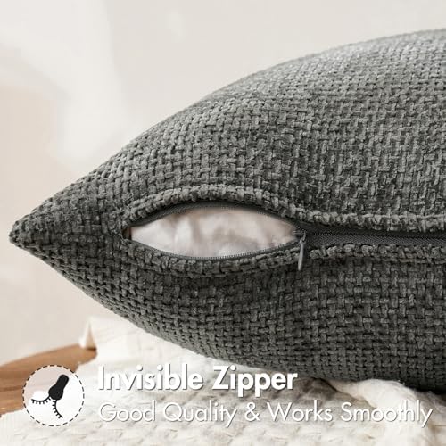 MIULEE Decorative Couch Throw Pillow Covers 18x18 Inch Dark Gray 2 Pack - Image 5