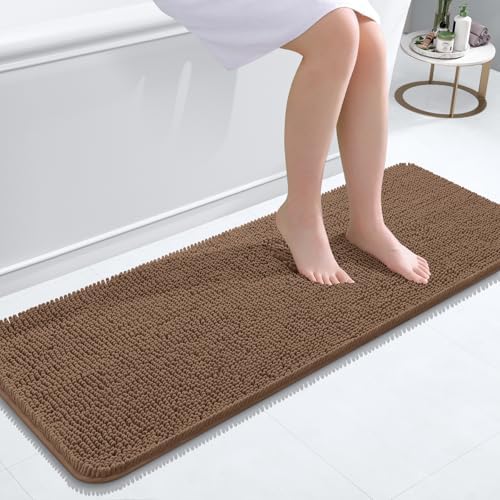 OLANLY Bathroom Runner Rugs 47x17, Extra Soft Absorbent Chenille Bath Rugs by OLANLY