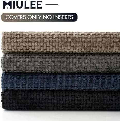 MIULEE Soft Decorative Chenille Pillow Covers Navy Grey 18x18 Pack of 4 - Image 6