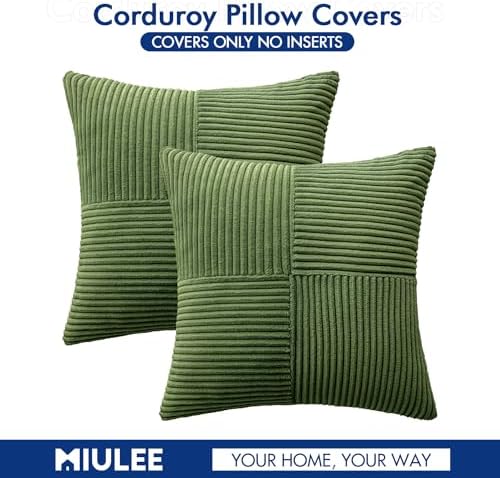 MIULEE Moss Green Decorative Throw Pillow Covers for Couch 20x20 Inch - Image 6