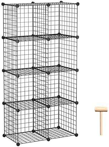 C&AHOME Wire Cube Storage, 8-Cube Organizer Metal C Grids Storage, Storage Bins Shelving, Modular Book Shelf, DIY Closet Cabinet Ideal for Living Room, Home, Office 24.8" L x 12.4" W x 48.4" H Black by CAHOME