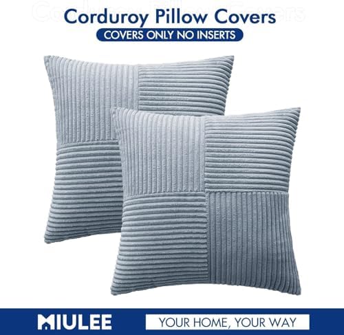 MIULEE Dusty Blue Decorative Throw Pillow Covers for Couch 18x18 Inch - Image 7