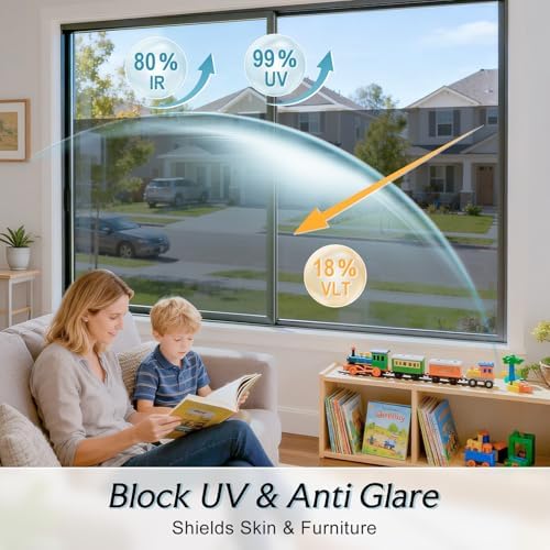 DOWELL One Way Window Privacy Film, Window Tint with Tools, Black Silver - Image 4