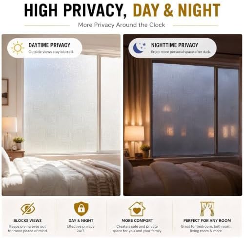 SUNBABY Frosted Glass Window Privacy Film, Static Cling, 23.6"x78.7" - Image 3