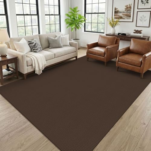 KOZYFLY 6x9 Dining Room Rugs, Washable Area Rug for Living Room, Non Slip Rugs for Bedroom, Braided Floor Carpet for Nursery, Office, Cotton Rug Home Indoor Decor, Brown/Dark Brown by KOZYFLY